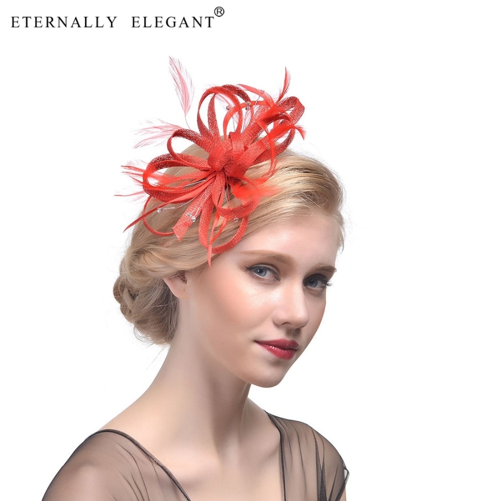 plume coiffure mariée cheveux chapeaux accessoires Elagant dames fête mariée chapeau pour mariage