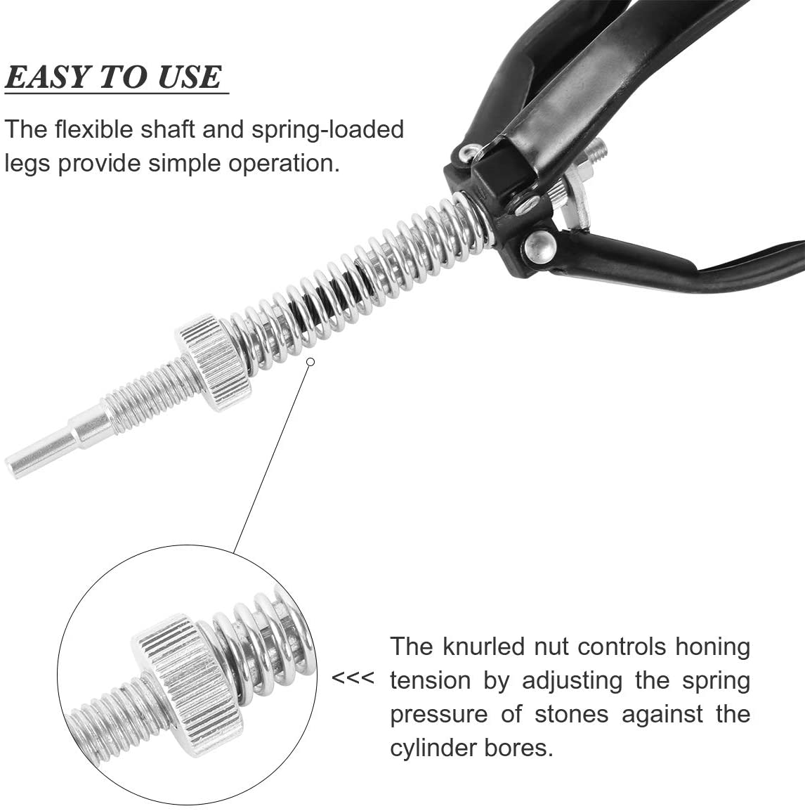Engine Cylinder Hone Adjustable 3 Blade 3 Pieces of 4" Long Stones fits 2"-7" Diameter Engine Cylinder with 220 Grit Stones