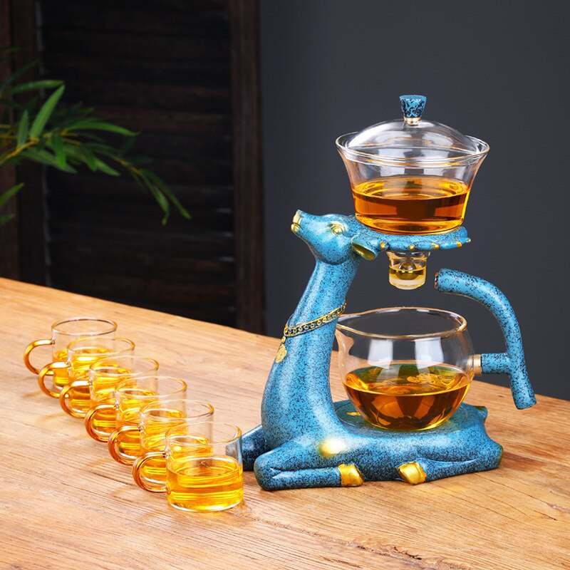 Full Automatic Deer Glass Teapot Heat-resistant Infuser Tea Turkish Drip Pot 220V Heating Base for Tea Coffee Make