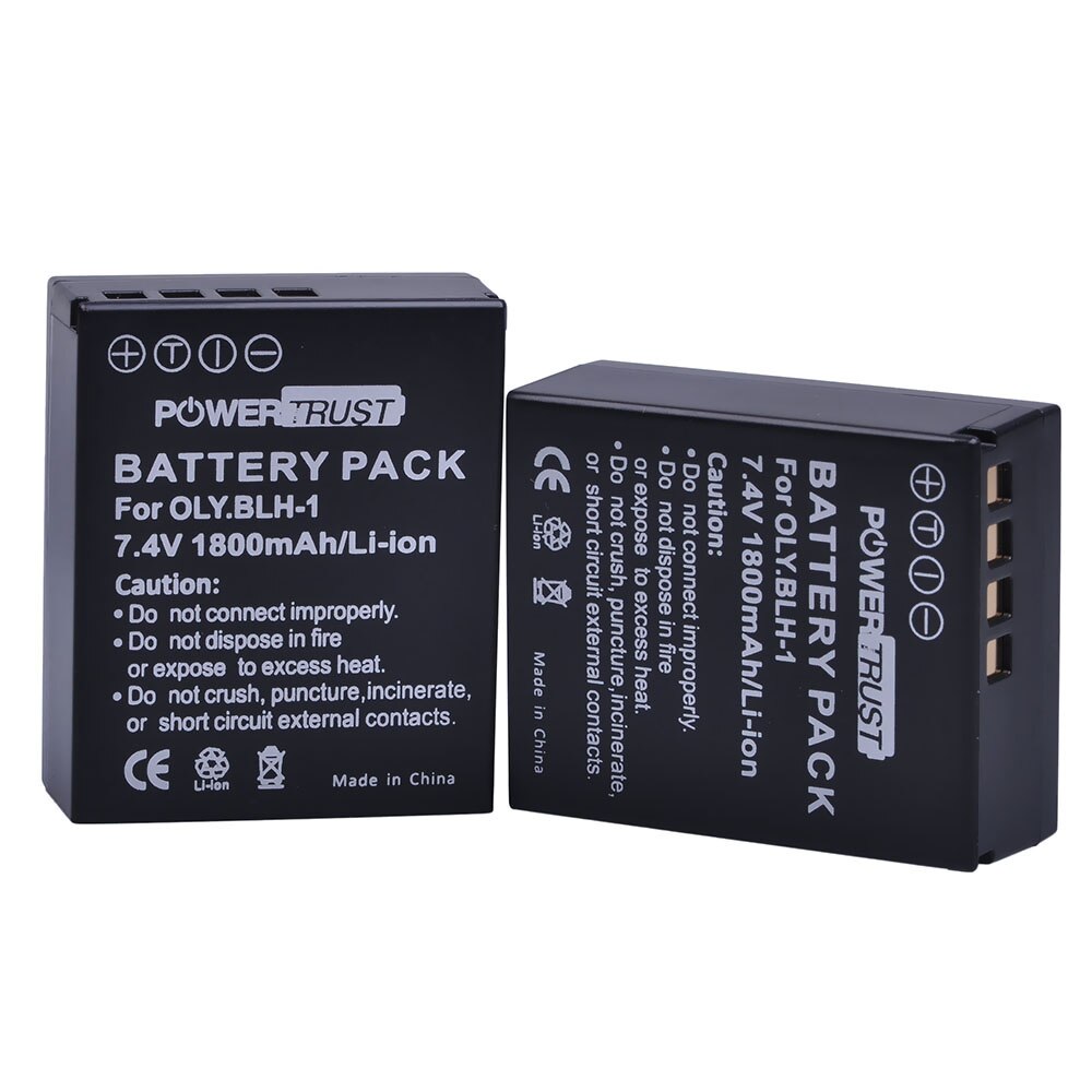 PowerTrust 2 pièces BLH-1 BLH1 BLH 1 batterie de remplacement et LCD USB double chargeur pour appareil photo Olympus E-M1 Mark II: 2battery
