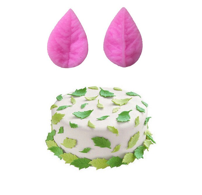 Molde de silicona para fondant de hojas, decoración de boda para cocinar flores en 3D, moldes para manualidades de azúcar, molde para pasteles DIY de hojas: Amarillo claro