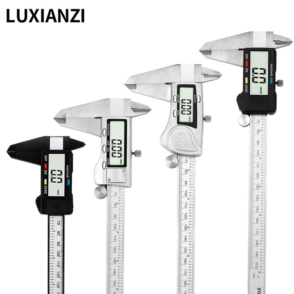 LUXIANZI Plastic Metal Vernier Caliper 0-150mm Micrometer Measuring Tools High-precision Stainless steel LCD Digital Calipers