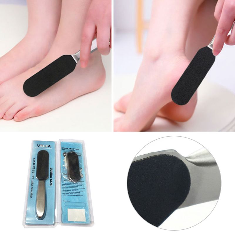 21.3 cmx 3.4cm pedicure callus remover rustfrit stål fod rasp fil 10 dobbeltsidede udskiftning grits pad let hæl skrubber
