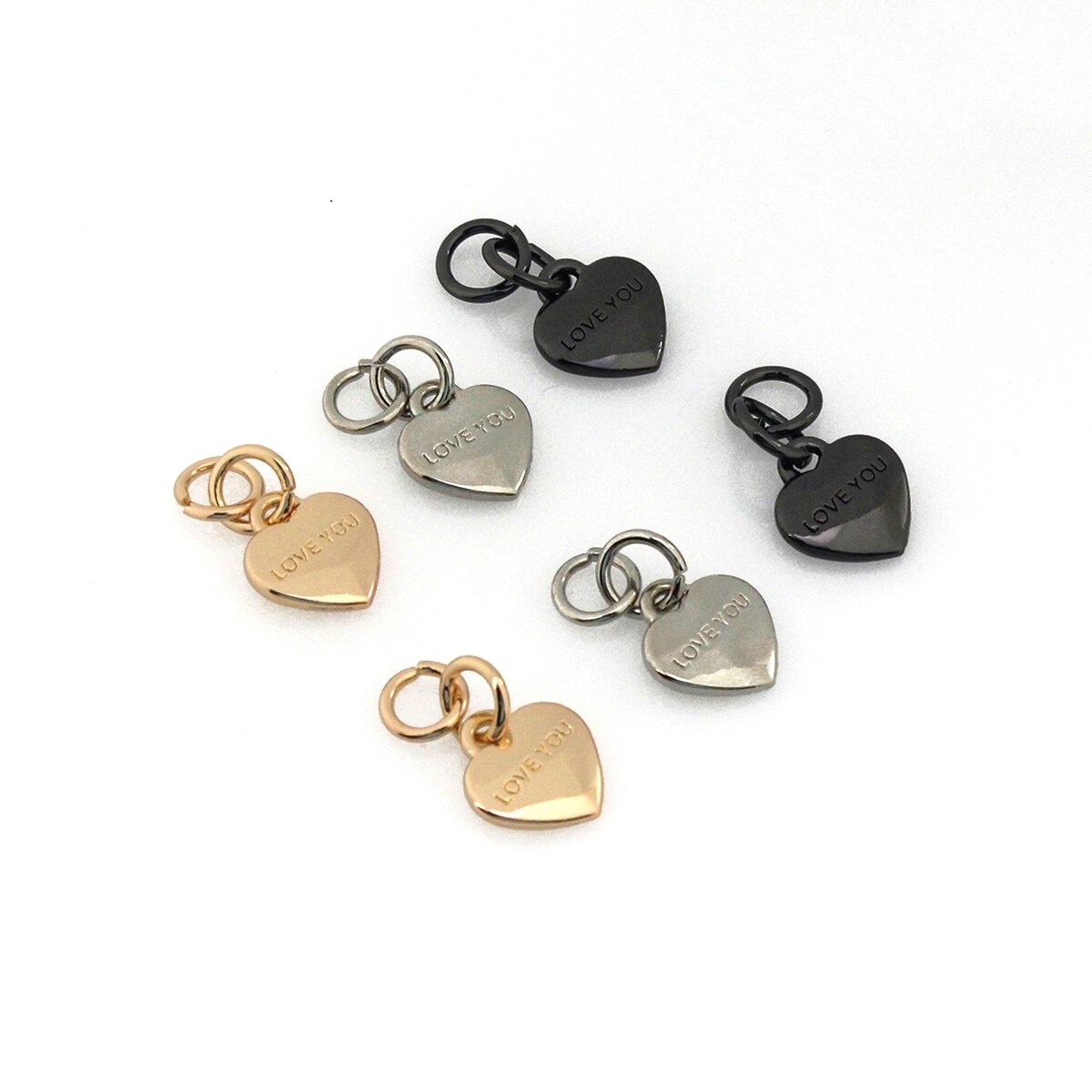 2 pièces en métal en forme de cœur, pendentif à fermeture éclair pour sac à main, porte-monnaie, bagages, chaussures, quincaillerie, fermeture, accessoires de sac