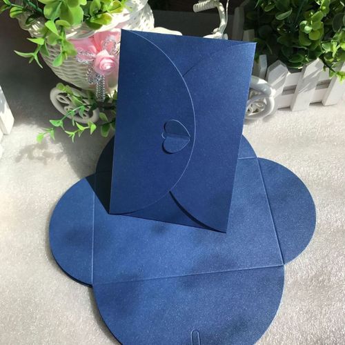 Sobre de papel romántico Vintage con forma de corazón Retro, para invitación de boda/tarjeta, papelería, 17,5x11cm, 50 unidades por lote: Azul marino