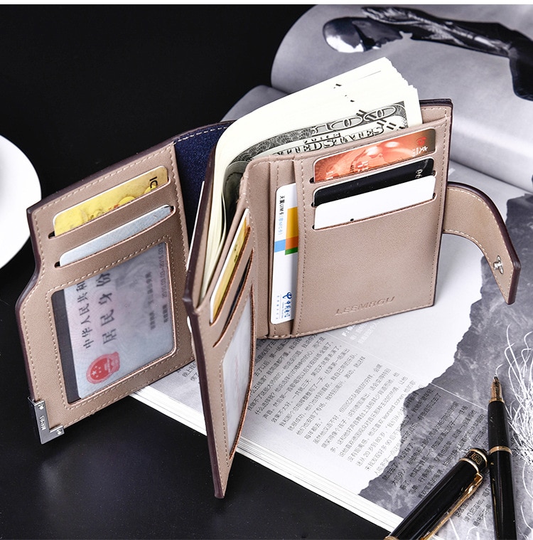 Men's Leather wallets male short purse credit card holder wallet