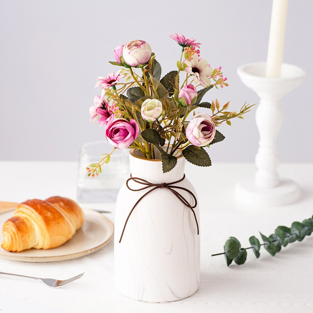 Ikke-falmende kunstig blomst rose marguerit blade naturlig buket gør-det-selv buket bryllupsfest boligindretning искусственный букет