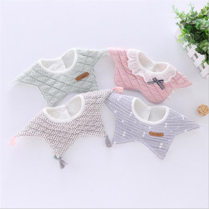 100% Cotton Waterproof Baby Bibs Round Neck Baby Girls Bibs 360 Degree Flower Star Bib For Girls Baby Girls Clothing