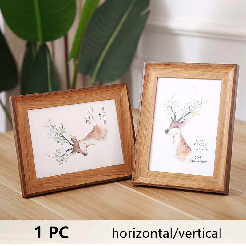 5 Color Rectangle Photo Frame Wall Mounted Living Room Decor Desk Ornament Wedding Family Picture Frame 5-10 Inch European Retro: 1 pc-Color 4 / 7 inch