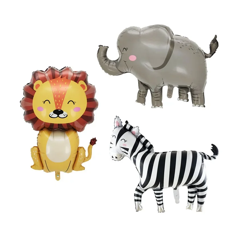 Globos de aluminio de animales grandes, mono, León, cebra, elefante, jirafa, cocodrilo, decoraciones para de cumpleaños y Día de los niños