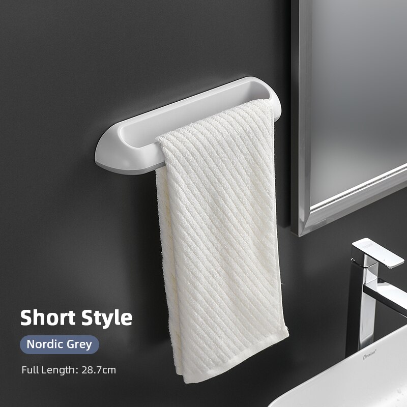 Porte-serviettes Adhésif Ou à Vis - 30 Cm - Blanc - Pour Salle De Bain Ou Cuisine Porte Serviette