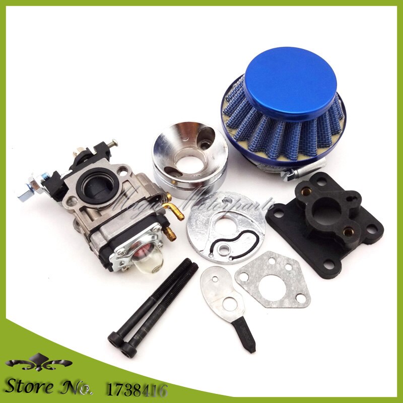 Blue Racing Carburateur Carb Luchtfilter Stack Kit Voor 2 Takt 47cc 49cc Mini Moto ATV Pocket Bike Motorcycle Motocross