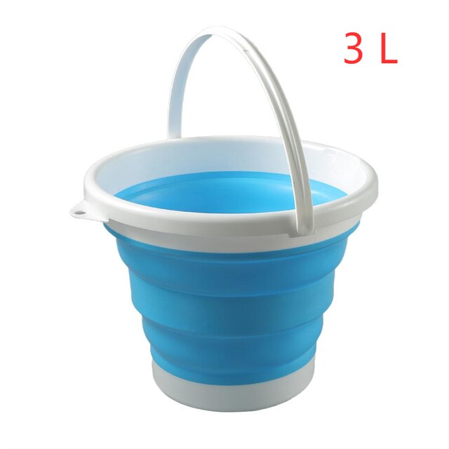 3L/5L/10L Collapsible Bucket Portable Folding Bucket with Handle Car Washing Bucket Children Outdoor Fishing Travel Home Storage: 3L-Blue