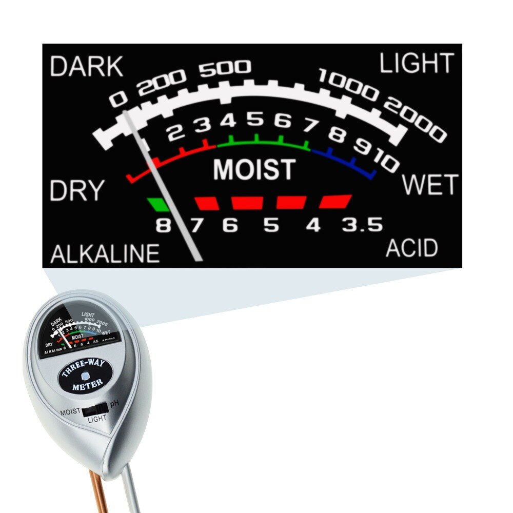 3-in-1 Soil pH Moisture Light Meter Tester Probe Sensor, Gardening Plants Growth Watering Monitoring Acidity Test