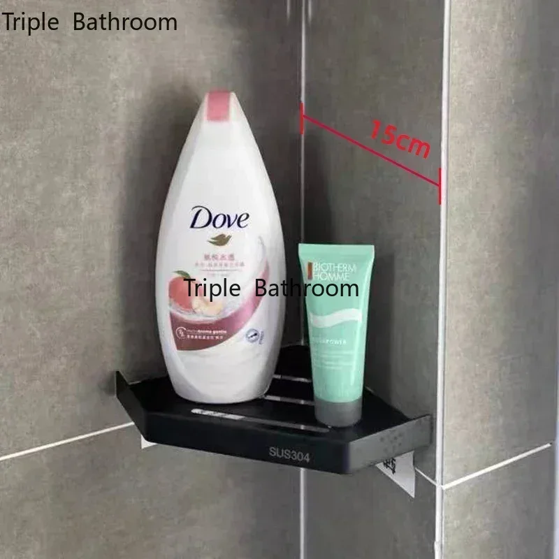 Badkamer roestvrijstalen doucheplank aan de muur gemonteerde driehoekige mand hoekstandaard shampoo douchegel opslaghouder accessoires