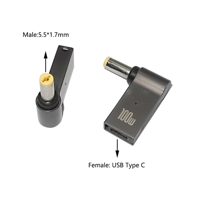 PD 100W Laptop Power Charger Supply Adapter Connector USB Type-C Female to DC Male Jack Plug Converter for Lenovo HP DELL Asus: Lavender