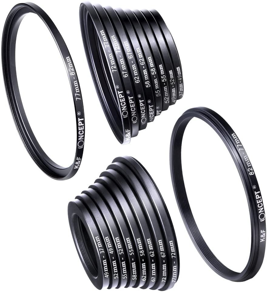 K &amp; F Concept 18Pcs Filter Adpter Ring Camera Lens Step Up/Down 37-82Mm 82-37Mm Set Voor Canon Nikon Sony Dslr Camera Lens