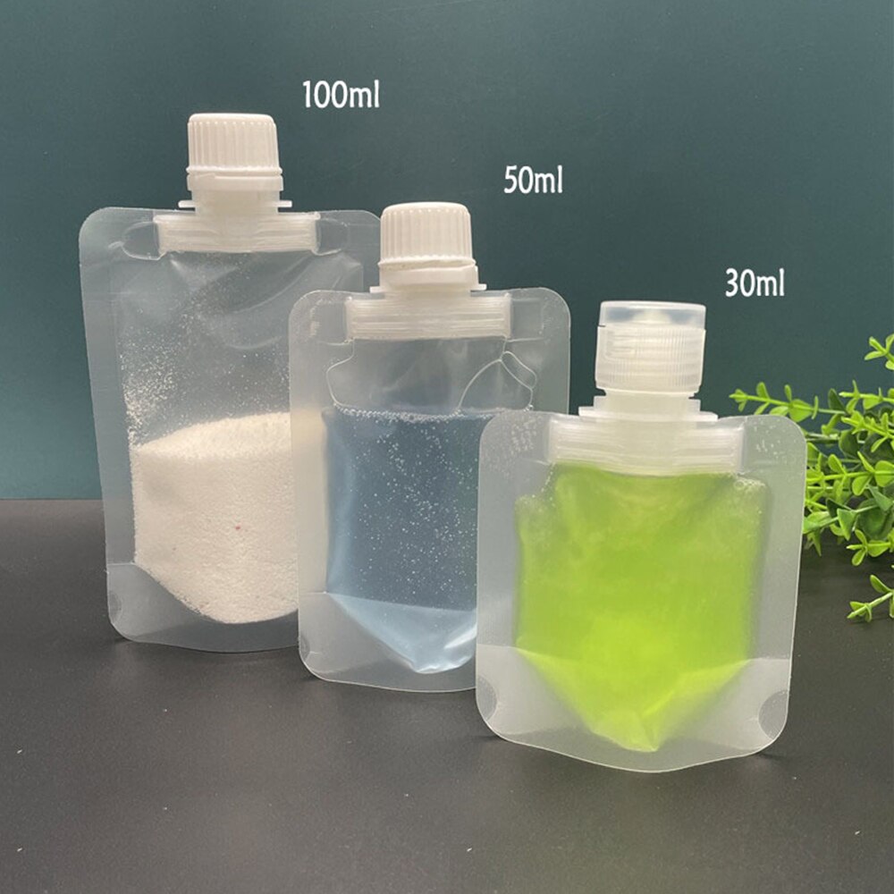 30/50/100ml Screw Cap Packaging Bag Plastic Hand Sanitizer Lotion Shampoo Makeup Fluid Bottles Travel Emulsion Storage Bag