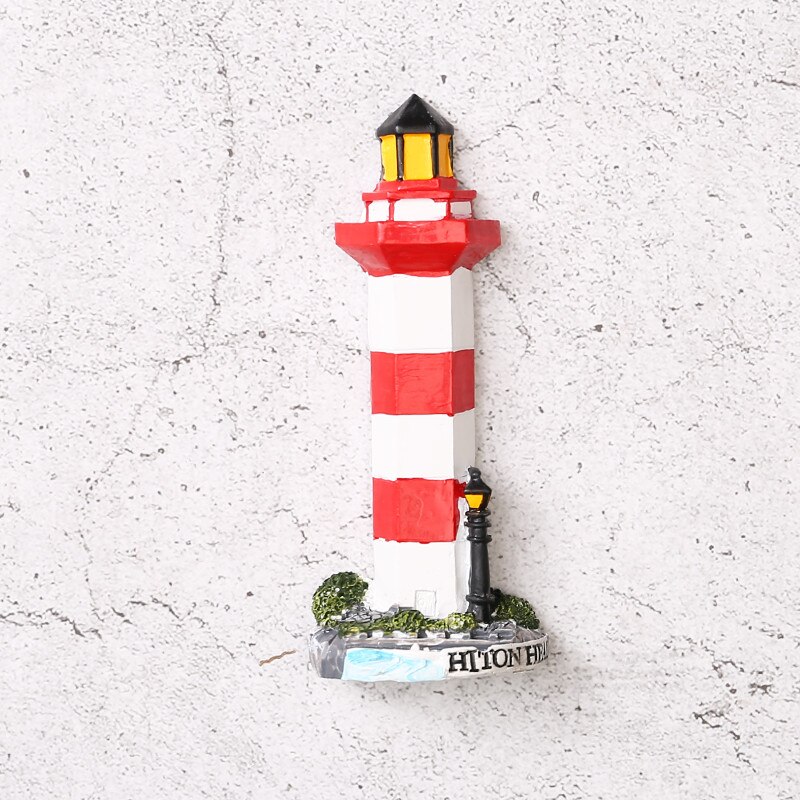 Kylskåp magnet magnetisk harts medelhavsvind fyr sjöman kapten kryssningsfartyg souvenirer kylskåp dekoration: Röd fyr b