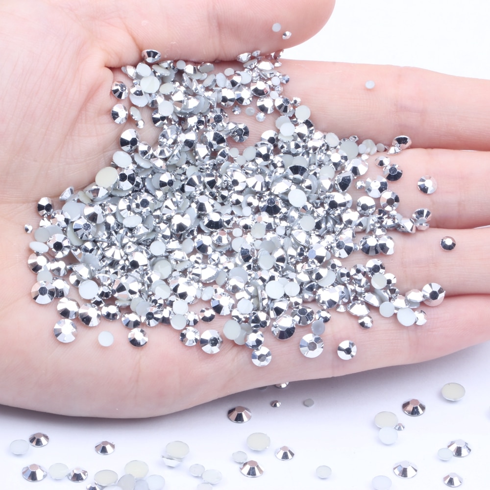 Hars strass steentjes zilver coating 2-6mm ronde platte achterkant niet-fixerende diamanten applicaties voor ambachtelijke stoffen trouwjurken: 5mm 1000 stuks