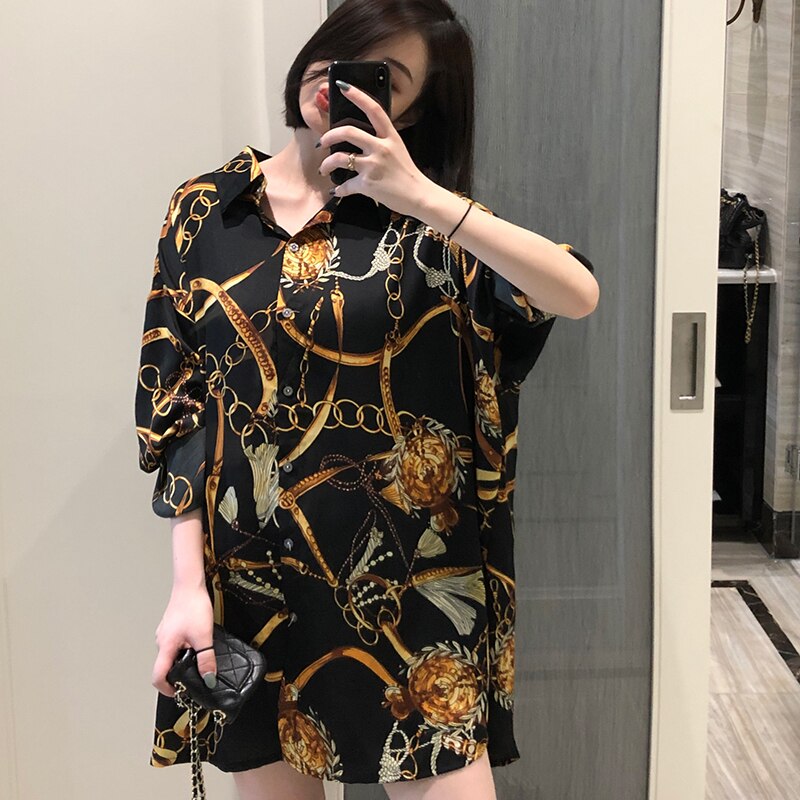 Plus size afslappet oversize kvinder bluser forår chiffon bluse trekvart ærmer løse toppe skjorter blusas mujer