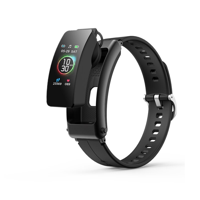 2022 K30 Draadloze Bluetooth Oortelefoon Smart Watch Gezondheid Tracker Stappenteller Fitness Armband Smart Polsband Bluetooth Headset: Black silicone