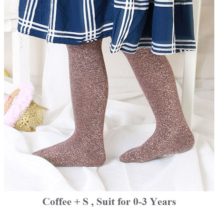 Bling Baby Pantyhose Multicolor Shiny Cotton Children Baby Girl Tights S/M for 0-7 Years: Coffee S