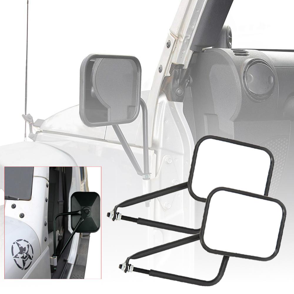 Rétroviseurs latéraux de voiture 2 pièces rétroviseurs carrés sans porte pour Jeep Wrangler CJ YJ TJ JK JL