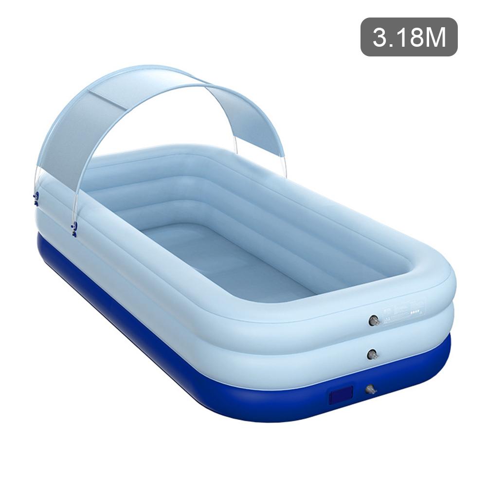 Piscina hinchable inalámbrica familiar, piscina de salón grueso, suministro de agua para fiestas de verano, para bebés, niños y adultos, para jardín al aire libre: Blue   3.18m