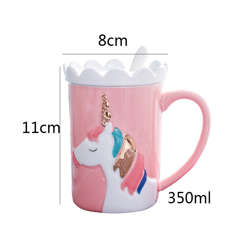 Holaroom Kreative Einhorn Kaffee Becher Milch Kaffee Tee Trinken Tasse Praktische Keramik Tasse Mit Löffel Und Krone Deckel Getränk 350ml