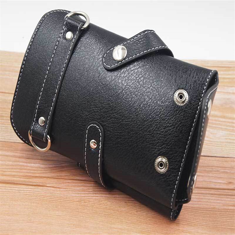 PU Leather Rivet Hair Scissor Bag Clips Bag Hairdressing Barber Scissor Holster Pouch Holder Case with Waist Shoulder Belt