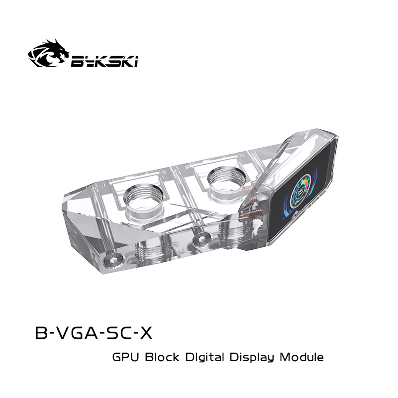 BYKSKI with Digital GPU Terminal Block for Computer GPU Cooling Water Block Cooler Kit Transparent Base for Acrylic Computer GPU