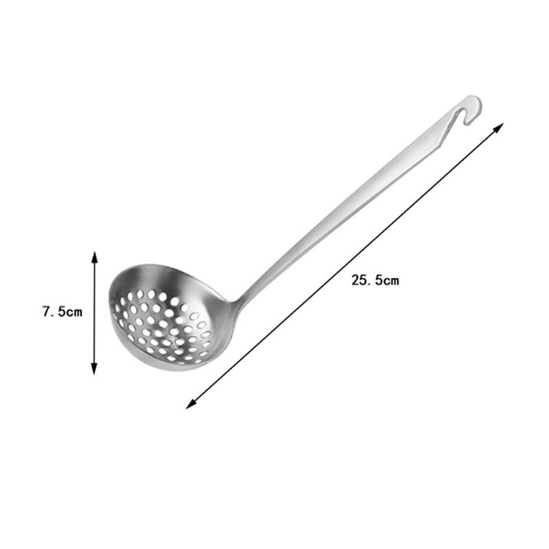 1pc gryta sked hushållsgryta durkslag rostfritt stål hålslev för hemköket (silver)