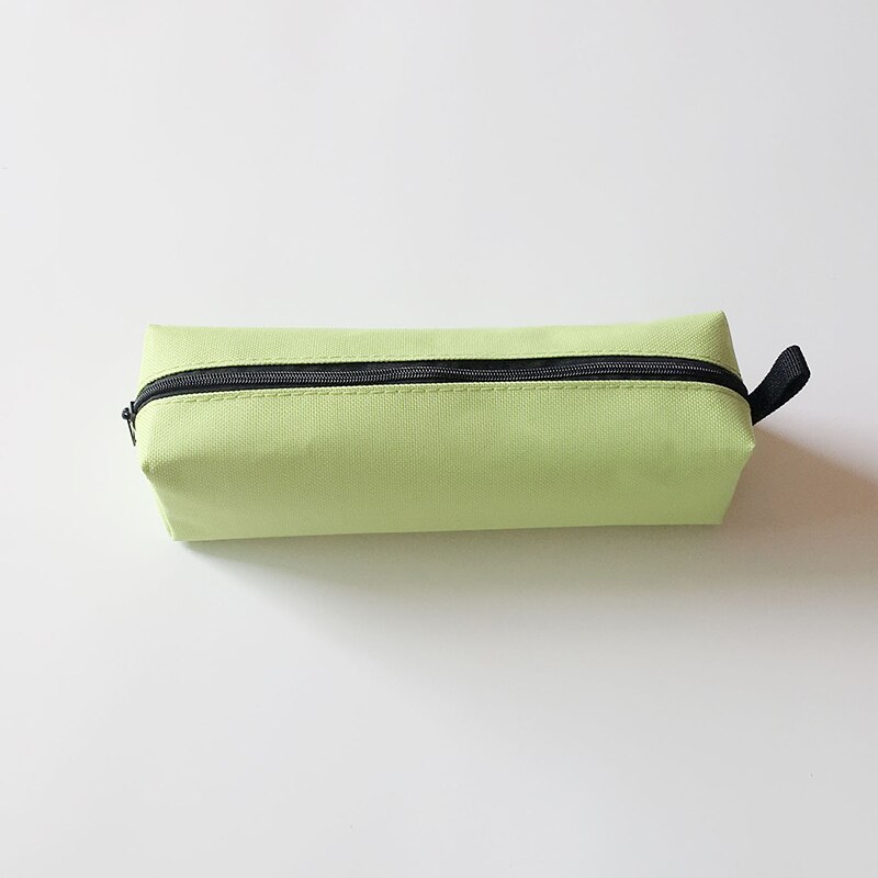 Pencil Case Makeup Bag Canvas Zipper Pen Bag Box Solid Cosmetic Bag School Stationery Bag Cosmetic Brush Bag For Girl Boy: Green