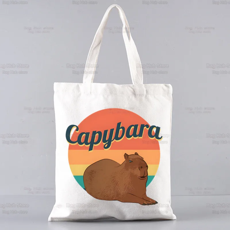 Capybaras Draagtas Unisex Canvas Tassen Gewoon Een Meisje Dat Houdt Van Capybaras Boodschappentassen Bedrukt Casual Schoudertas Opvouwbaar: Army Green