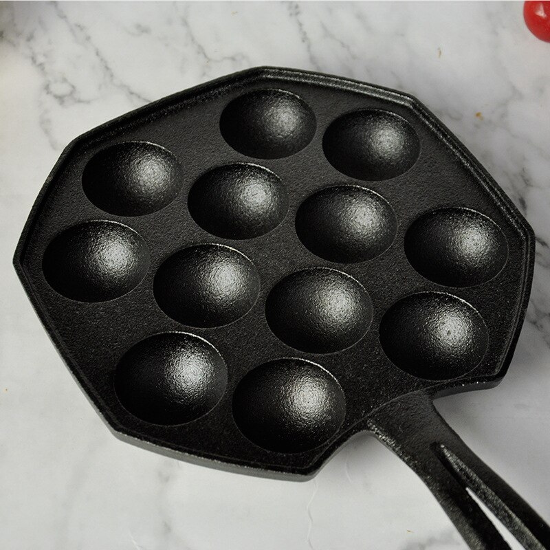 Hole Cast Iron Uncoated Nonstick Octopus Ball Takoyaki Maker Meatball Mold Cake Baking Pan Bakeware Tool BBQ Plate Cooking Pot