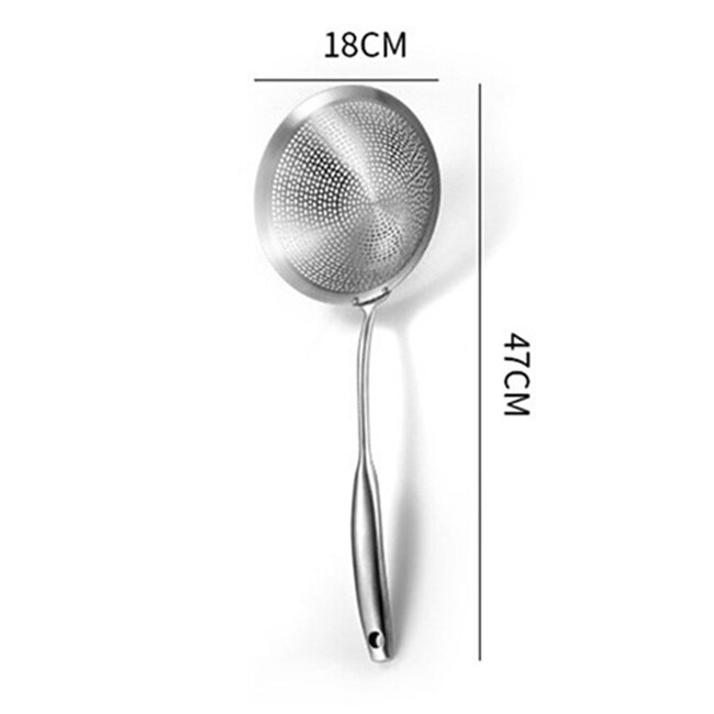 Colador de acero inoxidable para freír aceite, cuchara para freír fideos, Bola de masa hervida, herramientas de cocina, utensilios de cocina, 304: 18cm
