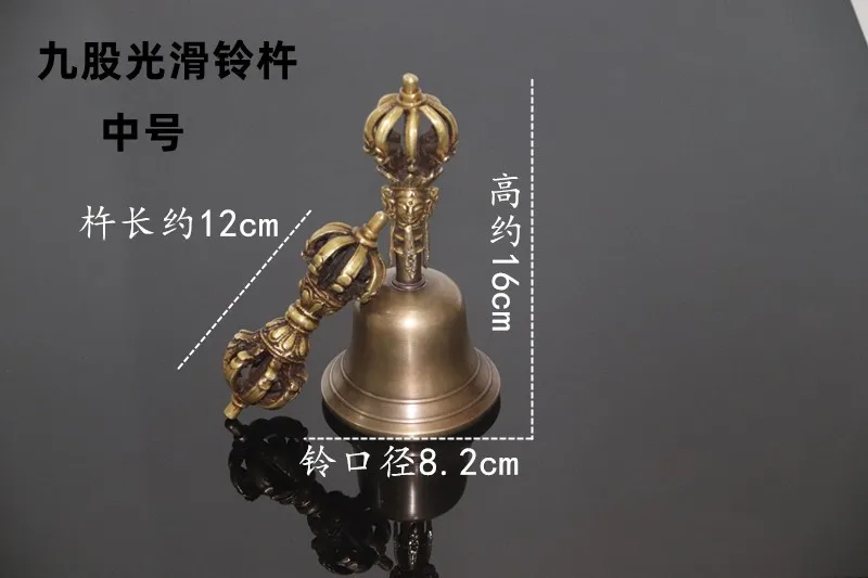 Nepal Tibetaanse Klokken Klinken Handgemaakte Koperen Vajra Bel En Stamper Meditatie Tool Geluid Genezend Instrument Boeddhist Levert: Donker Kaki
