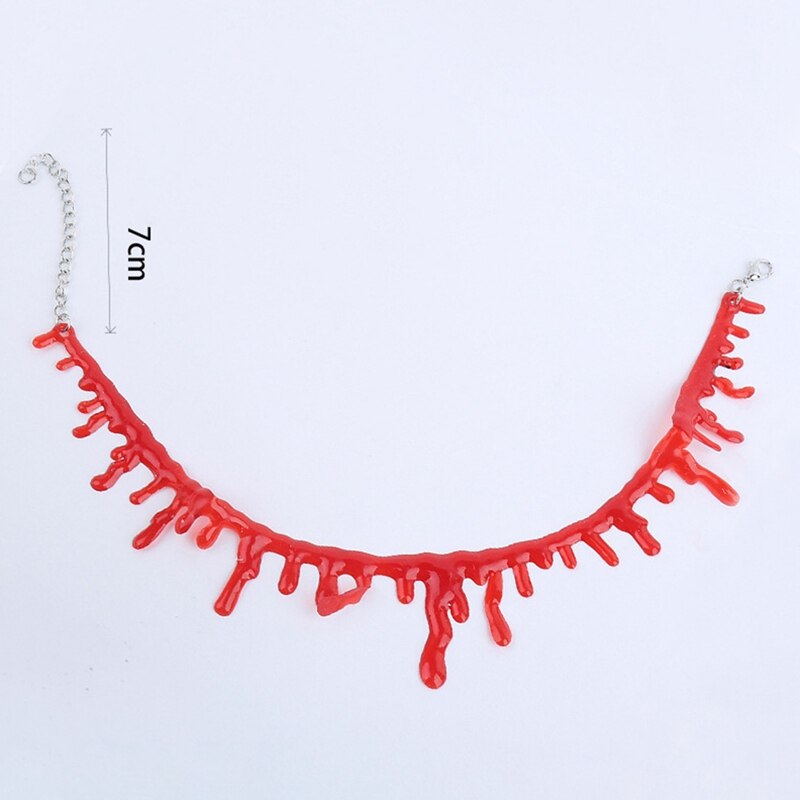 Colar de halloween masquerade vermelho colar sangramento sangue gotejamento colar acessórios unisex