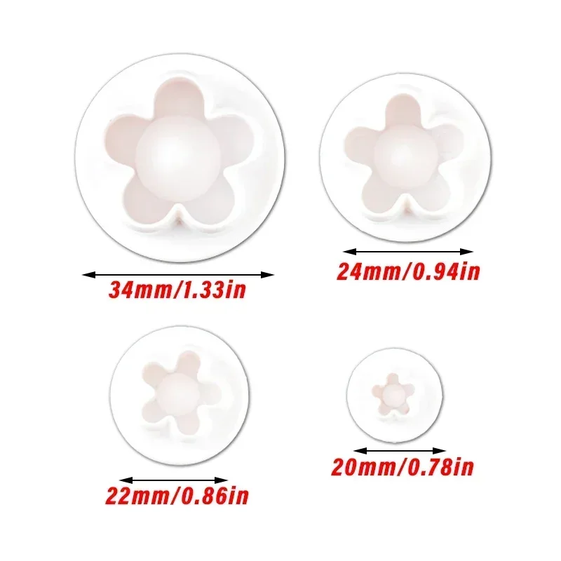 4/8 Stuks Pruim Bloem Daisy Bloem Cake Plunger Fondant Cookie Cutter Mold Pruim Bakken Decoreren Biscuit Postzegels Voor keuken Gereedschap: Roze