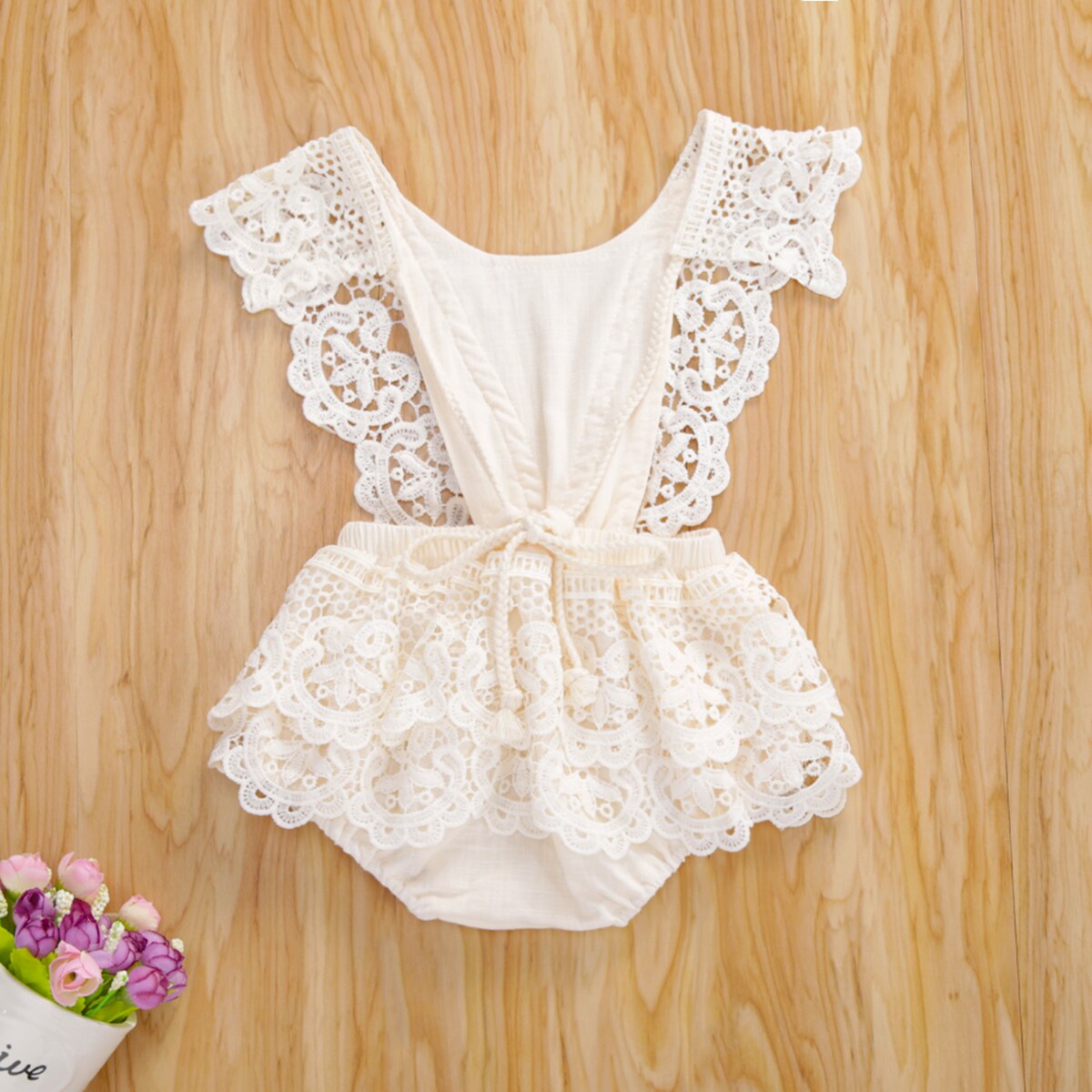 Baby Bodysuit Zomer Top Kids Baby Jongen Meisje Zuigeling Kant Bodysuit Mouwloze Outfit 0-24M