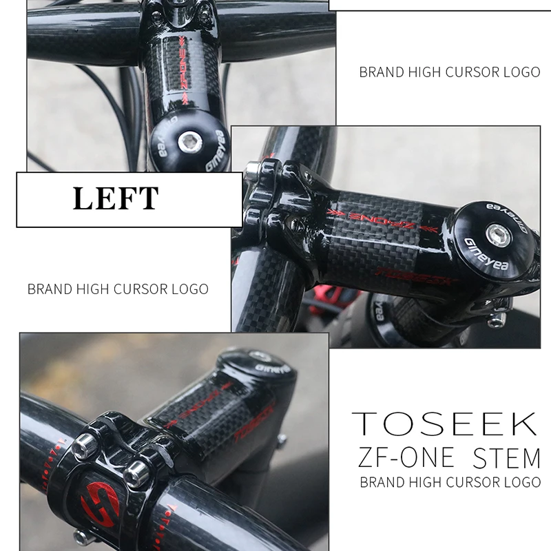 Toseek-vástago de bicicleta de fibra de carbono, 6/10/17/25/35 grados, ultraligero, 60/70/80/90/100mm, potencia de bicicleta de montaña, aluminio