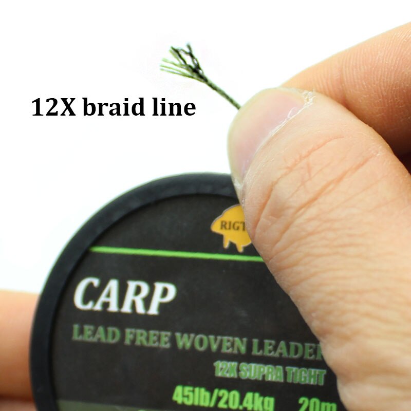 20m carpa linha de pesca sem chumbo linha líder carpa equipamentos de cabelo 12 strand trança linha para carpa grossa acessórios pesca fim equipamento