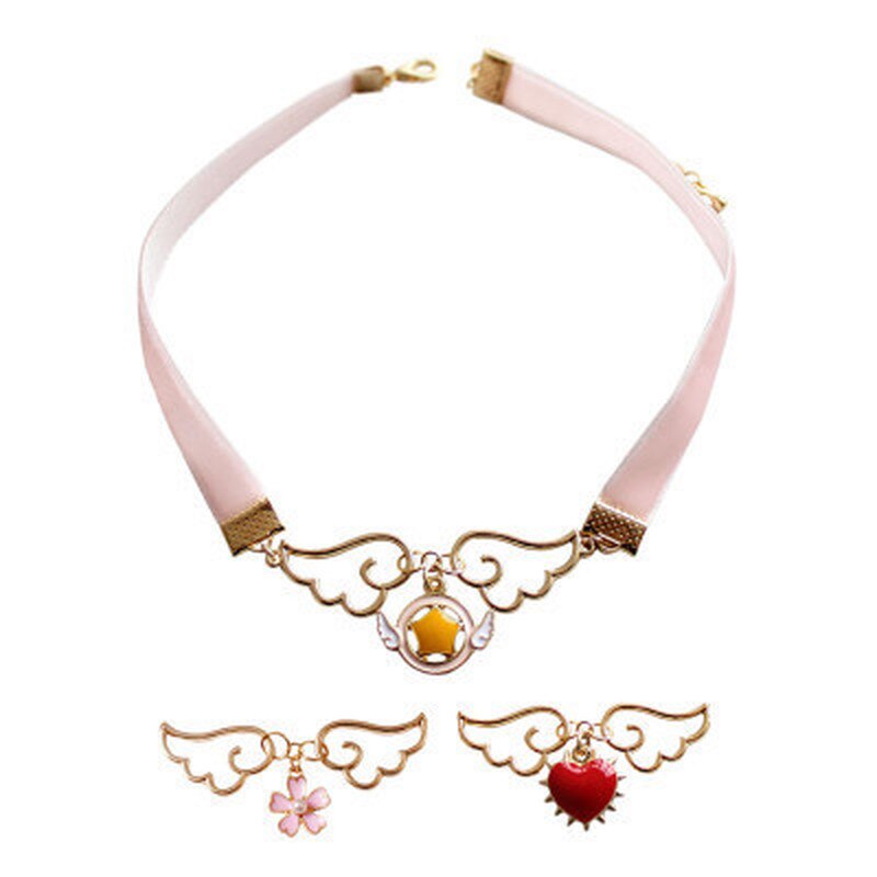 neueste modisch Süße Halsketten Engel FlüGel verrotten Herz Stern Kirschblüzehn Halsband Halskette Für Frauen Schmuck