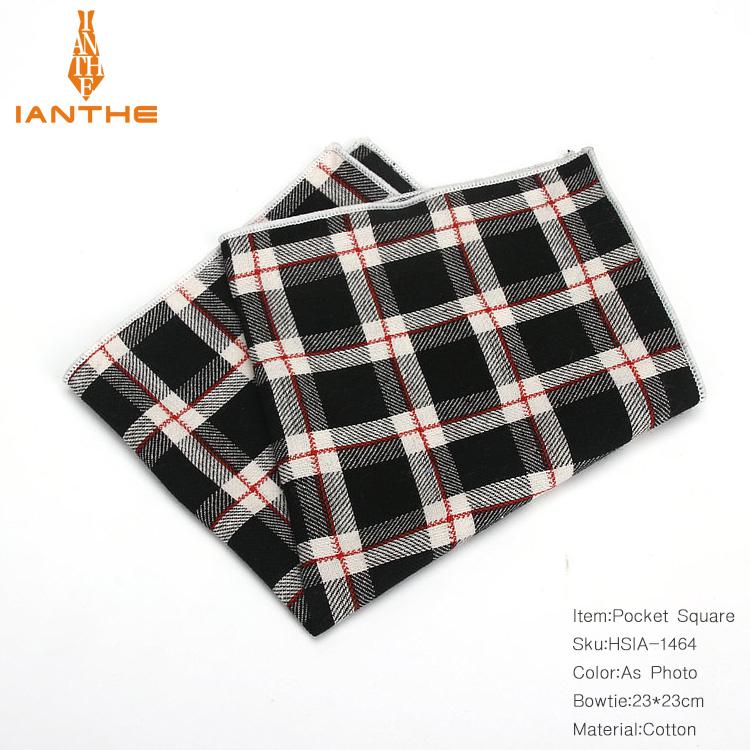Casual mannen 100% Katoen Zakdoeken Geweven Plaid Pocket Vierkante Mannelijke Bruiloft Zakdoek Handdoeken Hanky Corbatas: IA1464