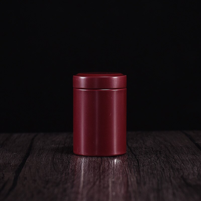 50g Round Sealed Metal Tea Can Coffee Spice Tea Container Outdoor Portable Universal Packaging Empty Tin Box: Maroon