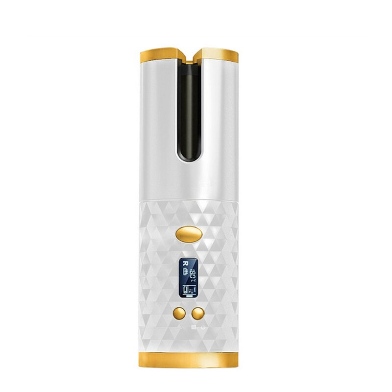 Rizador de pelo inalámbrico de cerámica automático, ondulador de pelo inalámbrico con USB, para playa: White