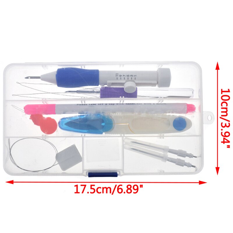 Embroidery Starter Kit Full Set Magic Embroidery Pen Punch Needle Hoops Threads Stitching Punch Pen Set Craft Tool For Beginner