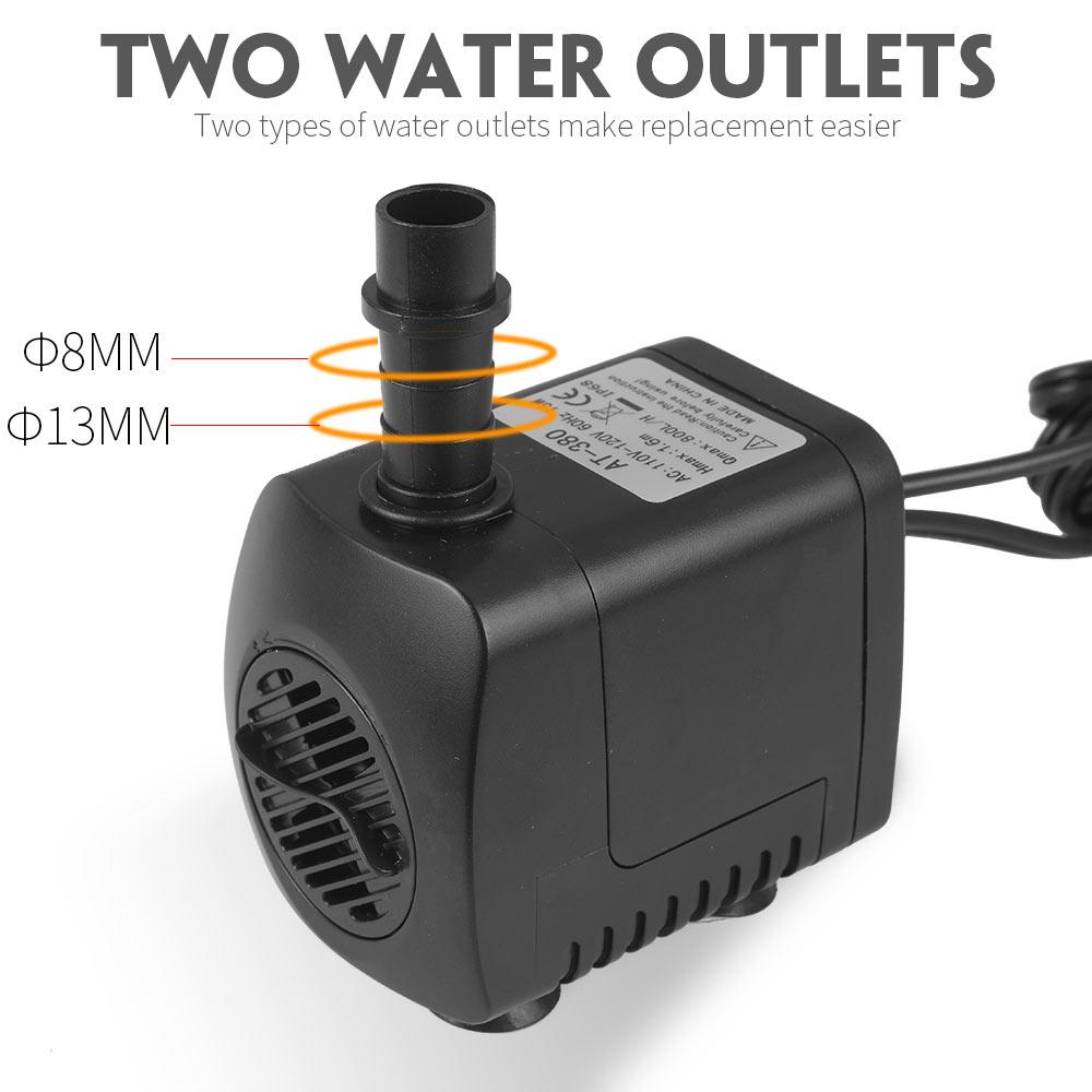 Electric Submersible Colorful Fountain Pump Aquarium Water Pump Submersible Water Fountain Pool 220GPH Oxygen 2 Nozzles