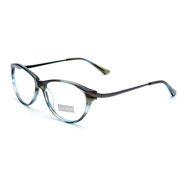 EAGWOO-gafas con de ojo de gato para mujer, lentes de con marco óptico borde completo, graduadas, color gris Tortuga, 8158: Green Tortoise